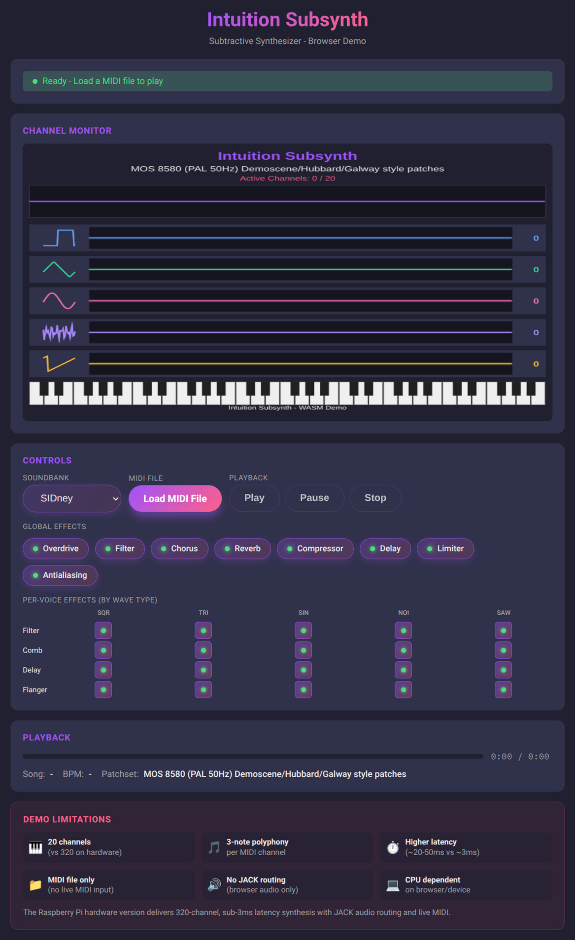 Intuition Subsynth Browser Demo Preview